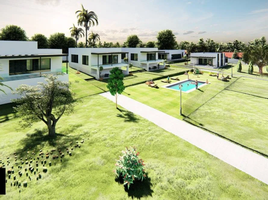 Chalets de promociones Proboma con espacios comunes ajardinados